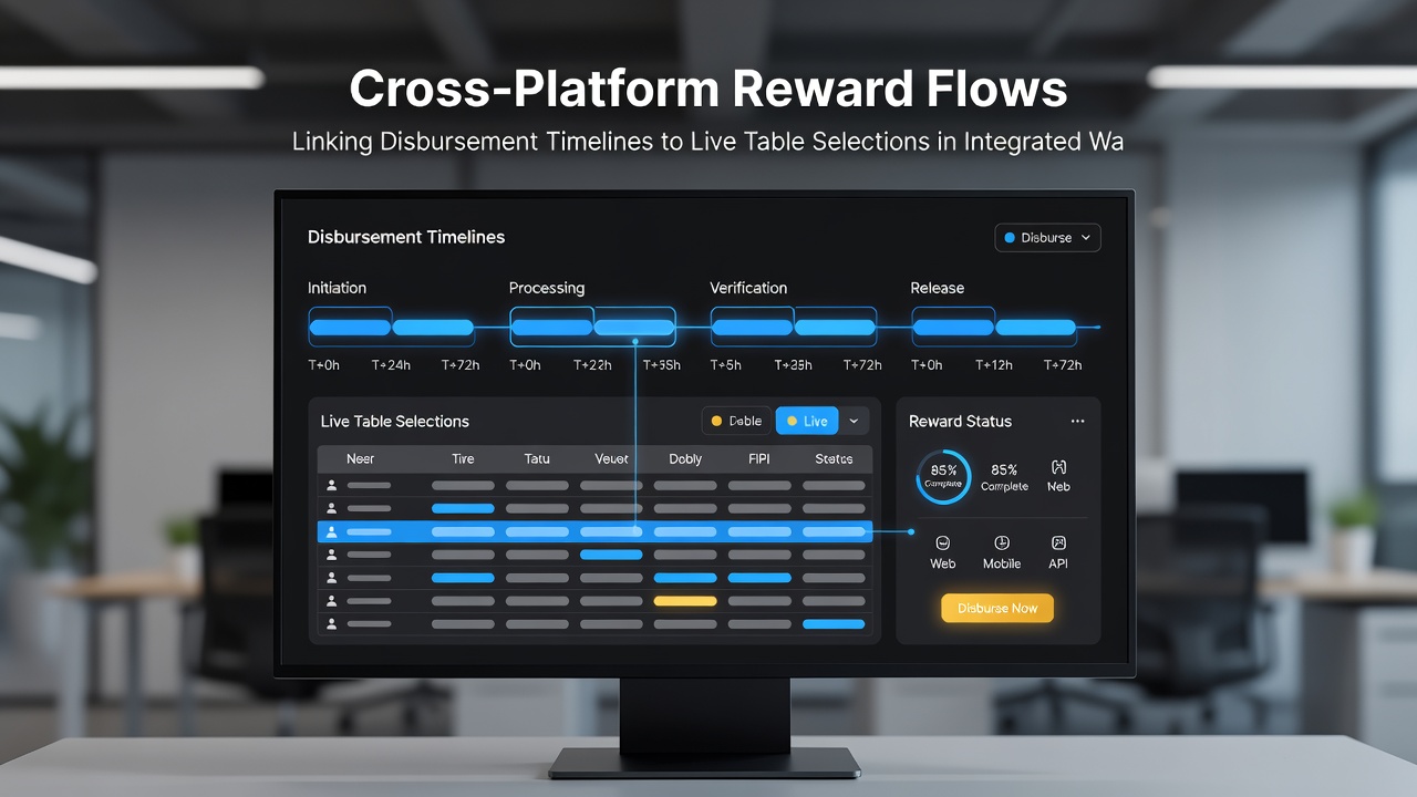 Live table interface screenshot illustrating reward balance updates tied to disbursement options