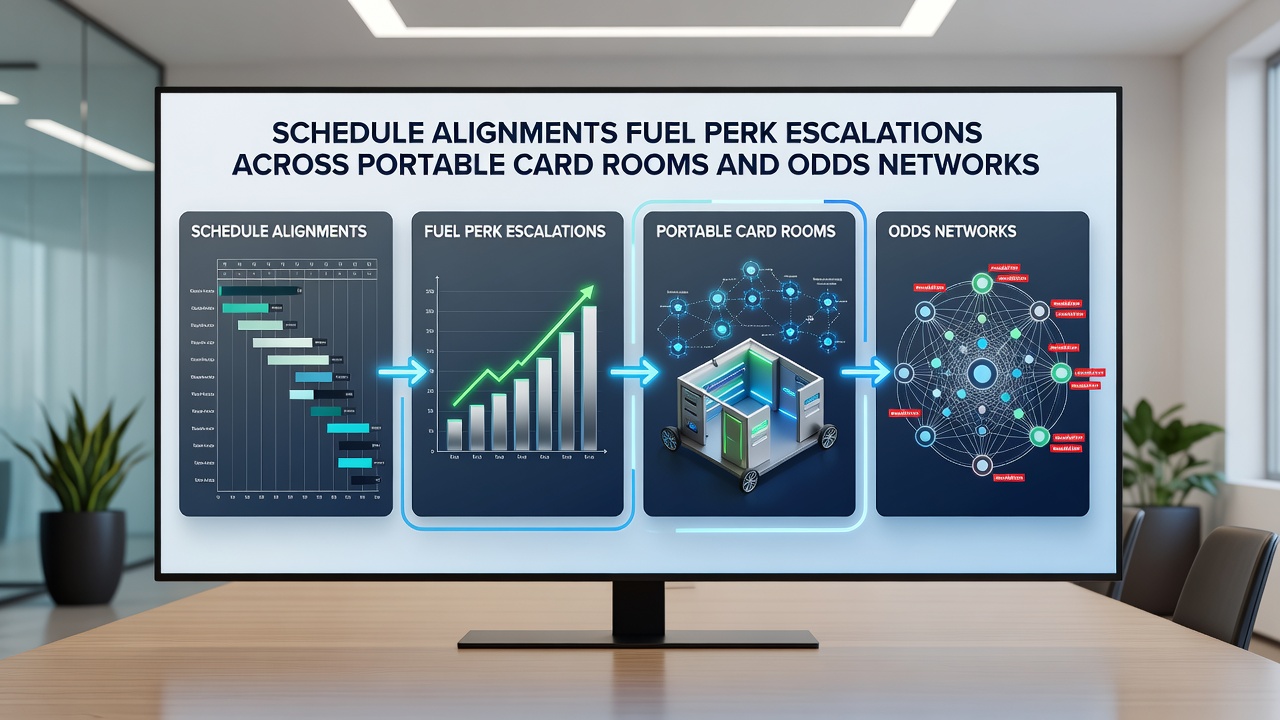 Network diagram showing connected portable card room rewards and odds network perk escalations