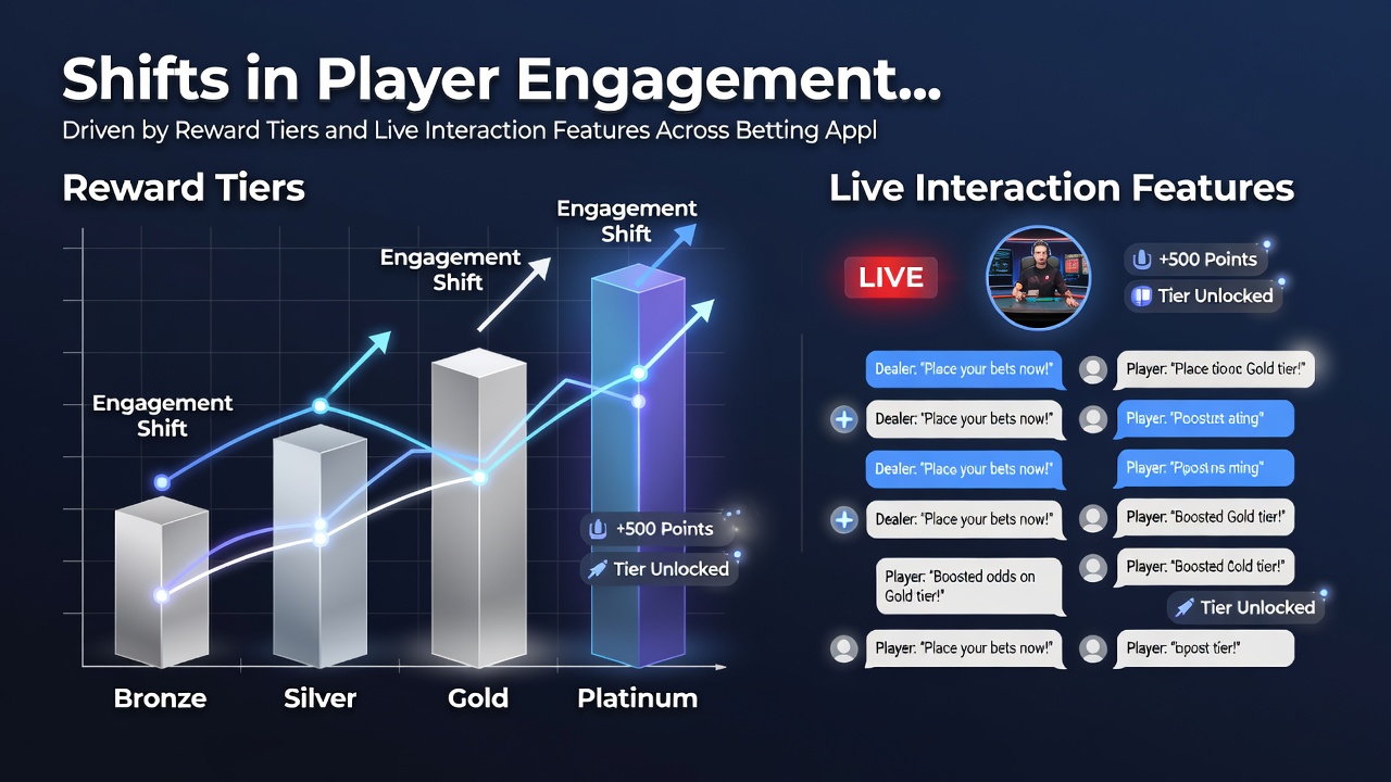 Live dealer table interface displaying reward tier progress and interactive chat during active play