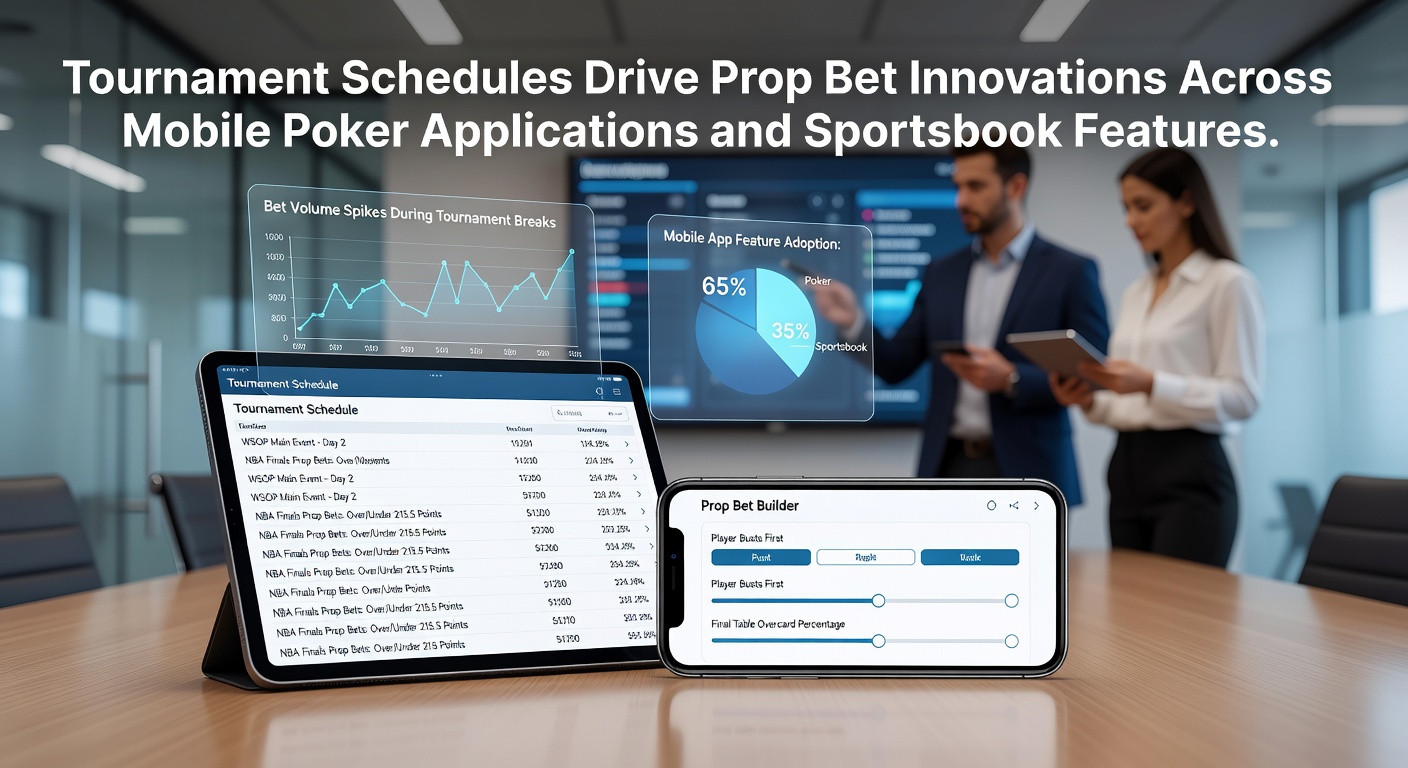 Mobile poker app interface showing tournament schedule integrated with prop bet options
